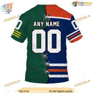 Custom Mix CFL Edmonton Elks Jersey Style NHL Edmonton Oilers Hoodie 3D 3