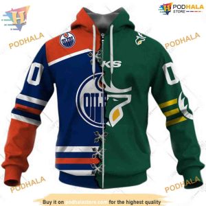 Custom Mix CFL Edmonton Elks NHL Edmonton Oilers Hoodie 3D 1