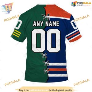 Custom Mix CFL Edmonton Elks NHL Edmonton Oilers Hoodie 3D 4