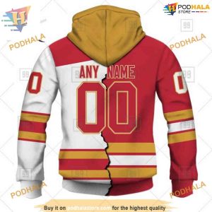 Custom Mix Jersey 2023 Style NHL Calgary Flames Hoodie 3D Sweatshirt 2