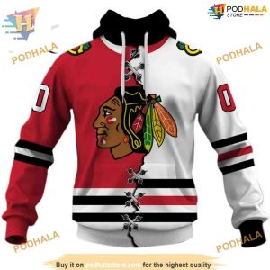 Custom Mix Jersey 2023 Style NHL Chicago Blackhawks Hoodie 3D 1