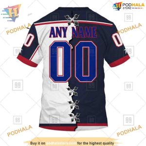 Custom Mix Jersey 2023 Style NHL Columbus Blue Jackets Hoodie 3D 4