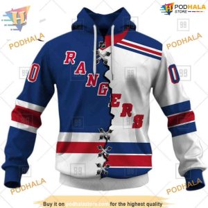Custom Mix Jersey 2023 Style NHL New York Rangers Hoodie 3D 1