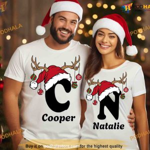 Custom Monogram Family Xmas Shirt Personalized Christmas Couple Shirt 2