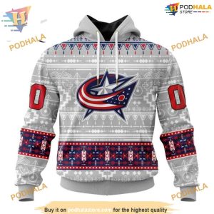 Custom NEWized Native Design NHL Columbus Blue Jackets Hoodie 3D 1
