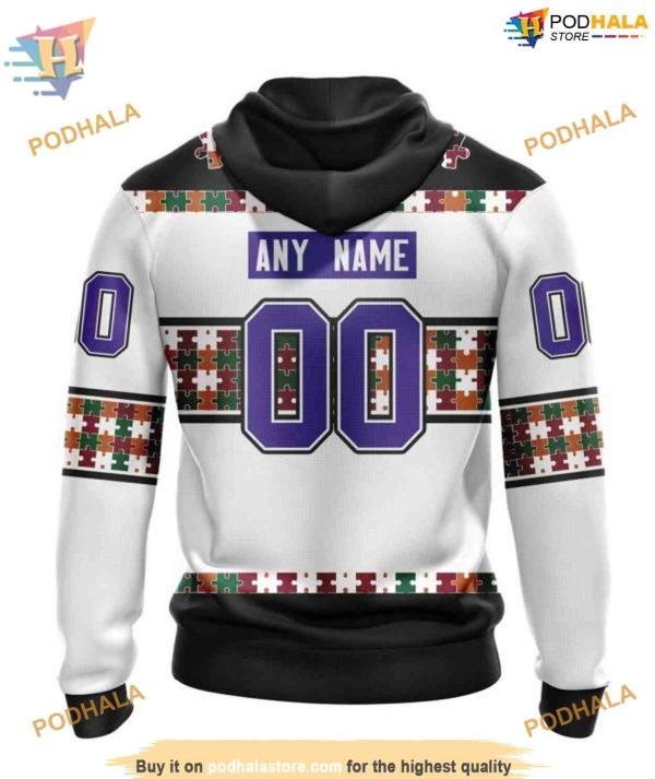 Custom Name And Number Autism Awareness NHL Arizona Coyotes Hoodie 3D, Arizona Coyotes