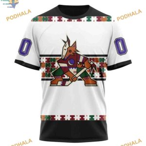 Custom Name And Number Autism Awareness NHL Arizona Coyotes Hoodie 3D Arizona Coyotes 3