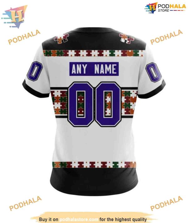 Custom Name And Number Autism Awareness NHL Arizona Coyotes Hoodie 3D, Arizona Coyotes