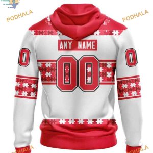 Custom Name And Number Autism Awareness NHL Detroit Red Wings Hoodie 3D 2