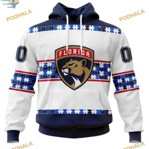 Custom Name And Number Autism Awareness NHL Florida Panthers Hoodie 3D 1