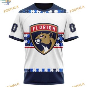 Custom Name And Number Autism Awareness NHL Florida Panthers Hoodie 3D 3