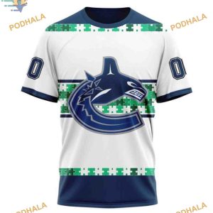 Custom Name And Number Autism Awareness NHL Vancouver Canucks Hoodie 3D 3