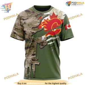Custom Name And Number Camo Skull Design NHL Calgary Flames Hoodie 3D 3