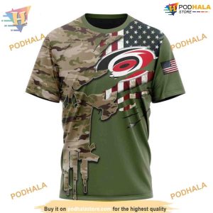 Custom Name And Number Camo Skull Design NHL Carolina Hurricanes Hoodie 3D 3
