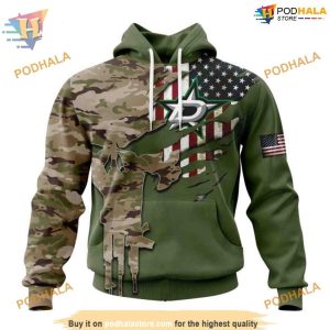Custom Name And Number Camo Skull Design NHL Dallas Stars Hoodie 3D 1