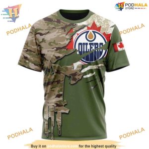 Custom Name And Number Camo Skull Design NHL Edmonton Oilers Hoodie 3D 3