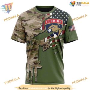 Custom Name And Number Camo Skull Design NHL Florida Panthers Hoodie 3D 3