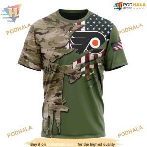 Custom Name And Number Camo Skull Design NHL Philadelphia Flyers Hoodie 3D 3