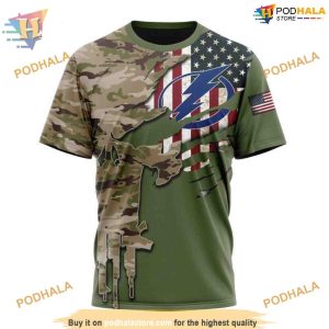 Custom Name And Number Camo Skull Design NHL Tampa Bay Lightning Hoodie 3D 3