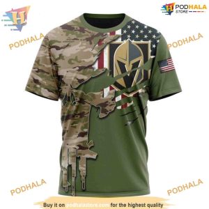 Custom Name And Number Camo Skull Design NHL Vegas Golden Knights Hoodie 3D 3