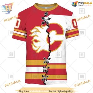 Custom Name And Number Mix Jersey 2023 NHL Calgary Flames Hoodie 3D 3