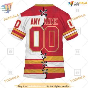 Custom Name And Number Mix Jersey 2023 NHL Calgary Flames Hoodie 3D 4