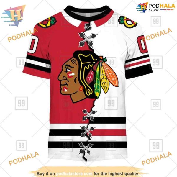 Custom Name And Number Mix Jersey 2023 NHL Chicago Blackhawks Hoodie 3D