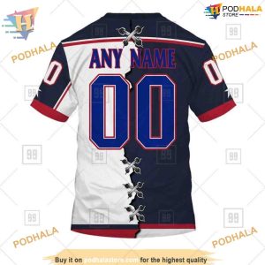 Custom Name And Number Mix Jersey 2023 NHL Columbus Blue Jackets Hoodie 3D 4