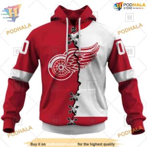 Custom Name And Number Mix Jersey 2023 NHL Detroit Red Wings Hoodie 3D 1