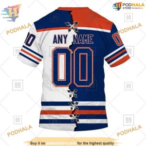 Custom Name And Number Mix Jersey 2023 NHL Edmonton Oilers Hoodie 3D 4