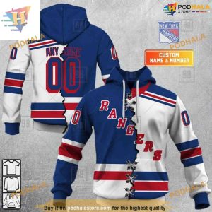 Custom Name And Number Mix Jersey 2023 NHL New York Rangers Hoodie 3D 1