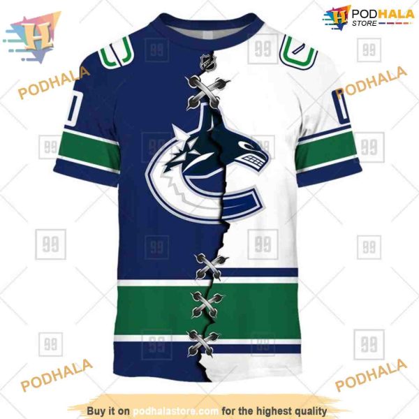 Custom Name And Number Mix Jersey 2023 NHL Vancouver Canucks Hoodie 3D