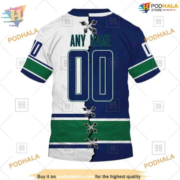 Custom Name And Number Mix Jersey 2023 NHL Vancouver Canucks Hoodie 3D