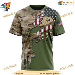 Custom Name And Number NHL Special Camo Skull Design Anaheim Ducks Hoodie 3D 3