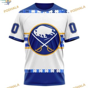 Custom Name Autism Awareness NHL Buffalo Sabres Hoodie 3D Special Edition 3