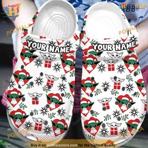 Custom Name Merry Christmas Baby Yoda Clogs, Creative Gift Ideas Xmas Shoes
