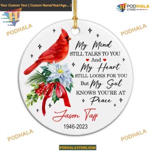 Custom Name & Year Red Cardinal Memorial Ornament, Personalized 1st Christmas Ornament