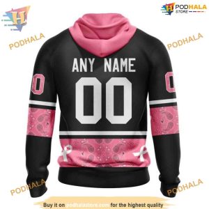 Custom PINK BREAST CANCER NHL Columbus Blue Jackets Hoodie 3D 2