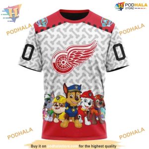 Custom PawPatrol Design NHL Detroit Red Wings Hoodie 3D 3