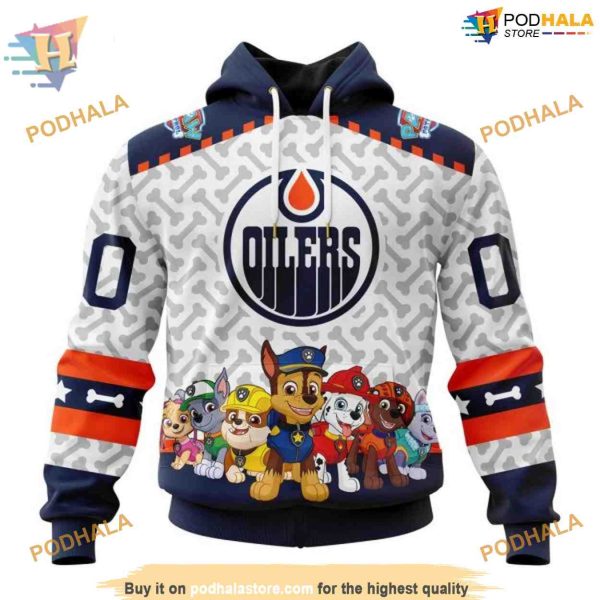 Custom PawPatrol Design NHL Edmonton Oilers Hoodie 3D