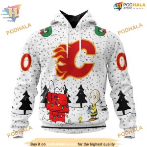 Custom Peanuts Design NHL Calgary Flames Hoodie 3D Sweatshirt 1