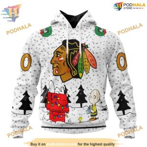 Custom Peanuts Design NHL Chicago Blackhawks Hoodie 3D 1