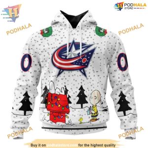 Custom Peanuts Design NHL Columbus Blue Jackets Hoodie 3D 1
