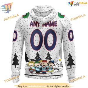 Custom Peanuts Design NHL Columbus Blue Jackets Hoodie 3D 2