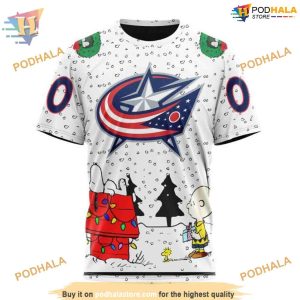 Custom Peanuts Design NHL Columbus Blue Jackets Hoodie 3D 3