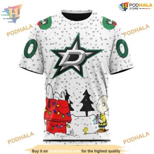 Custom Peanuts Design NHL Dallas Stars Hoodie 3D Shirt 3