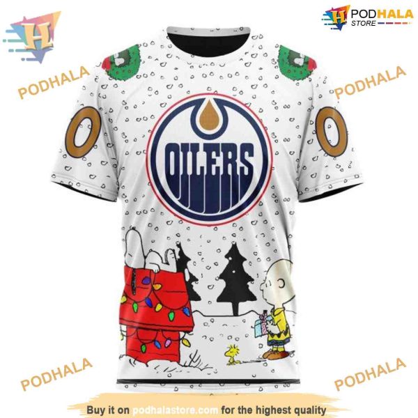 Custom Peanuts Design NHL Edmonton Oilers Hoodie 3D