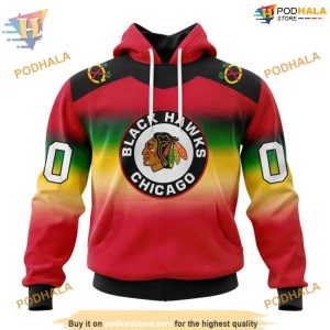 Custom Persionalized Retro Gradient Design NHL Chicago Blackhawks Hoodie 3D 1