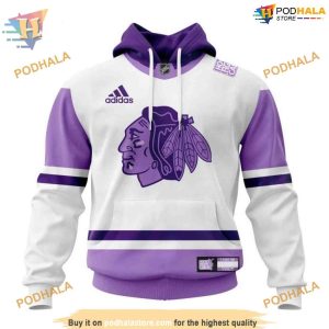 Custom Personalize 2023 Hockey Fight Cancer NHL Chicago Blackhawks Hoodie 3D 1