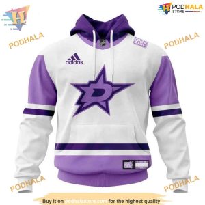 Custom Personalize 2023 Hockey Fight Cancer NHL Dallas Stars Hoodie 3D 1